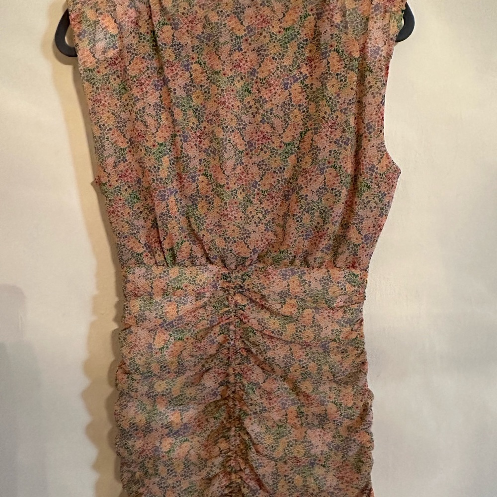 Zara floral print V-neck sleeveless draped dress - Picture 6 of 8